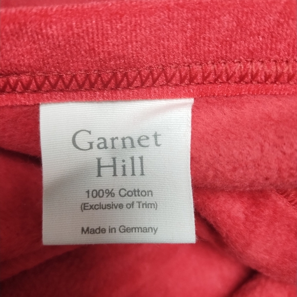 NWT Garnet Hill Red German 100% Cotton Fleece Blanket Christmas Holiday Throw - Picture 5 of 5